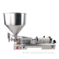 Semi automatic heated hopper tomato paste honey filling machine with mixer for hot sale